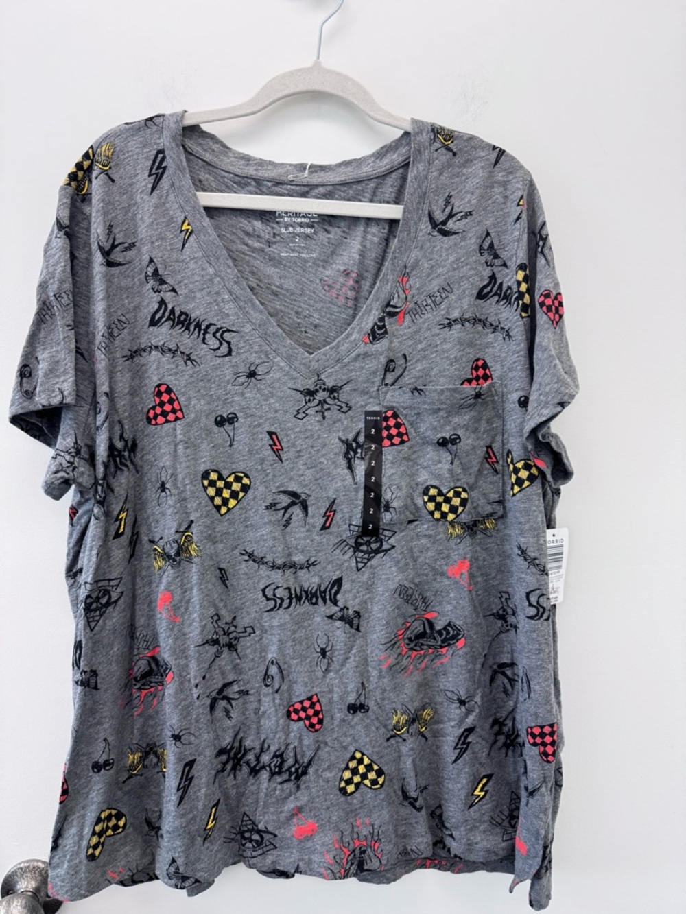 torrid Gray Slub Jersey Tee with Pink Leopard Accent